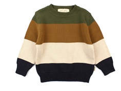 Petit Piao knitwear ivy green/rubber/tapioka/raven stripes